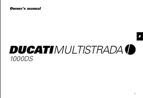 DUCATI MULTISTRADA 1000DS MOTORCYCLE OWNERS MANUAL 102 PAGES ENG