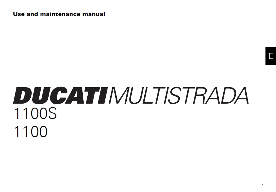 DUCATI MULTISTRADA 1100S 1100 MOTORCYCLE USE AND MAINTENANCE MANUAL 114 PAGES ENG
