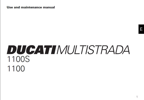 DUCATI MULTISTRADA 1100S 1100 MOTORCYCLE USE AND MAINTENANCE MANUAL 114 PAGES ENG