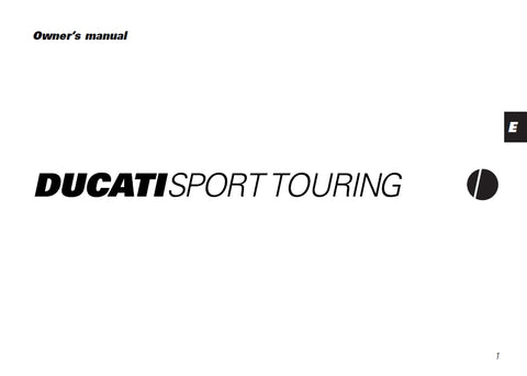DUCATI SPORT TOURING (2000) MOTORCYCLE OWNERS MANUAL 89 PAGES ENG