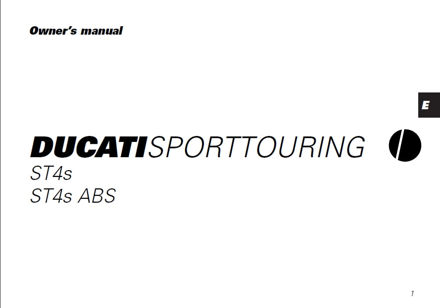 DUCATI SPORT TOURING ST4s ST4s ABS MOTORCYCLE OWNERS MANUAL 116 PAGES ENG