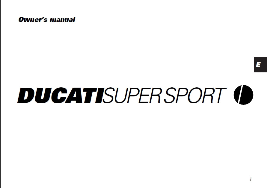 DUCATI SUPERSPORT (2000) MOTORCYCLE OWNERS MANUAL 80 PAGES ENG