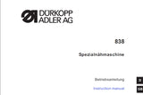 DURKOPP ADLER 838 SEWING MACHINE INSTRUCTION MANUAL 24 PAGES ENG