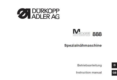 DURKOPP ADLER 888 SEWING MACHINE INSTRUCTION MANUAL 27 PAGES ENG