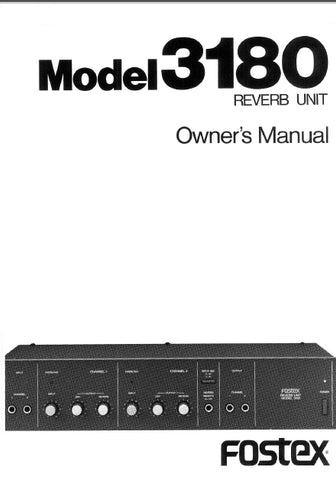 FOSTEX 3180 REVERB UNIT OWNER'S MANUAL 14 PAGES ENGLISH