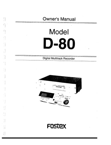 FOSTEX D-80 DIGITAL MULTITRACK RECORDER OWNER'S MANUAL 142 PAGES ENG