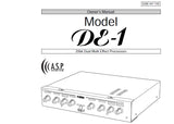 FOSTEX DE-1  20 BIT DUAL MULTI EFFECT PROCESSORS OWNER'S MANUAL 20 PAGES ENG