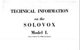 HAMMOND MODEL L SOLOVOX ORGAN TECHNICAL INFORMATION 25 PAGES ENGLISH