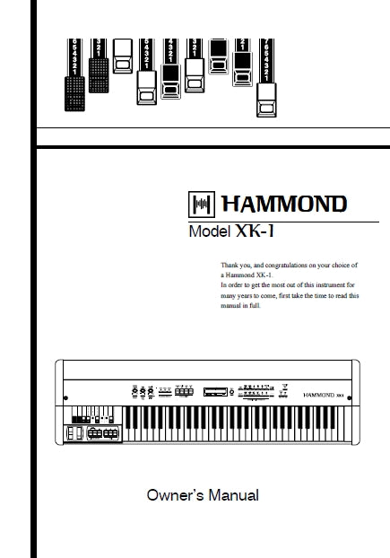 HAMMOND XK-1 DRAWBAR KEYBOARD OWNER'S MANUAL 108 PAGES ENG