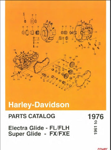 HARLEY-DAVIDSON ELECTRA GLIDE FL/FLH SUPER GLIDE FX/FXE MOTORCYCLE PARTS CATALOG 1961-1976 319 PAGES ENGLISH