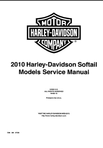 HARLEY-DAVIDSON SOFTAIL 2010 MOTORCYCLE SERVICE MANUAL 752 PAGES ENGLISH