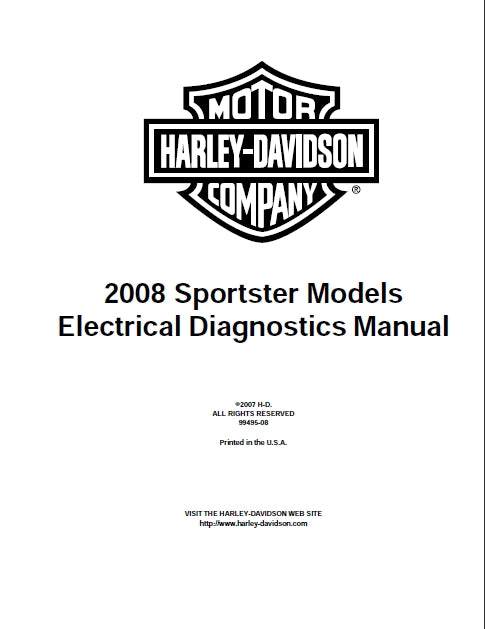 HARLEY-DAVIDSON SPORTSTER MODELS 2008 MOTORCYCLE ELECTRICAL DIAGNOSIS MANUAL 427 PAGES ENGLISH