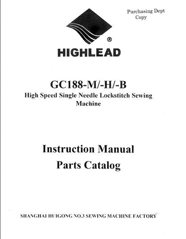 HIGHLEAD GC188-M GC188-H GC188-B SEWING MACHINE INSTRUCTION MANUAL 32 PAGES ENG