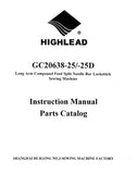 HIGHLEAD GC20638-25 GC20638-25D SEWING MACHINE INSTRUCTION MANUAL 52 PAGES ENG