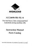 HIGHLEAD GC24698-5R GC24698-5L GC24698-6 SEWING MACHINE INSTRUCTION MANUAL 43 PAGES ENG