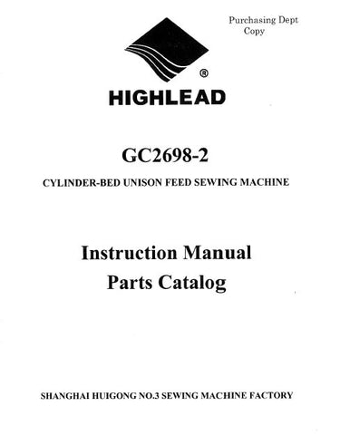 HIGHLEAD GC2698-2 SEWING MACHINE INSTRUCTION MANUAL 38 PAGES ENG