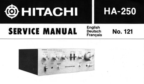 HITACHI HA-250 STEREO INTEGRATED AMPLIFIER SERVICE MANUAL INC BLK DIAG PCBS SCHEM DIAG AND PARTS LIST 9 PAGES ENG