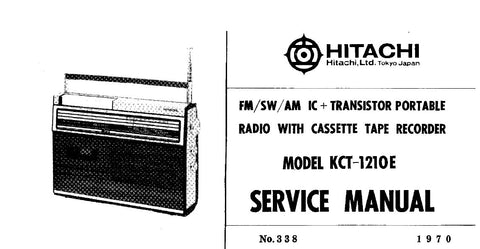 HITACHI KCT-1210E FM SW AM IC PLUS RADIO CASSETTE RECORDER SERVICE MANUAL INC DIAL CORD RESTRINGING AND SCHEM DIAG 4 PAGES ENG