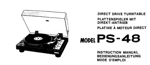 HITACHI PS-48 DIRECT DRIVE TURNTABLE INSTRUCTION MANUAL INC CONN DIAG 16 PAGES ENG DEUT FRANC