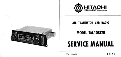 HITACHI TM-10801ZB ALL TRANSISTOR CAR RADIO SERVICE MANUAL INC BLK DIAG PCBS SCHEM DIAG AND PARTS LIST 8 PAGES ENG