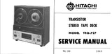 HITACHI TRQ-727 STEREO REEL TO REEL TAPE DECK SERVICE MANUAL INC TRSHOOT GUIDE PCBS SCHEM DIAG AND PARTS LIST 16 PAGES ENG