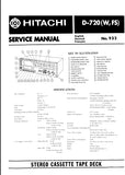 HITACHI D-720 STEREO CASSETTE TAPE DECK SERVICE MANUAL INC SCHEM DIAGS 48 PAGES ENG DEUT FRANC