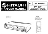 HITACHI DA-600 CD PLAYER SERVICE MANUAL INC SCHEM DIAGS 64 PAGES ENG