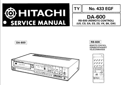 HITACHI DA-600 CD PLAYER SERVICE MANUAL INC SCHEM DIAGS 64 PAGES ENG