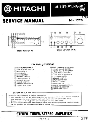 HITACHI FT-M1 HA-M1 STEREO TUNER STEREO AMPLIFIER SERVICE MANUAL INC SCHEMATIC DIAGRAMS 18 PAGES ENG