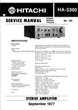 HITACHI HA-5300 STEREO AMPLIFIER SERVICE MANUAL INCLUDING SCHEMATIC DIAGRAMS ENG DEUT FRANC