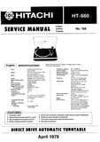 HITACHI HT-660 DIRECT DRIVE AUTOMATIC TURNTABLE SERVICE MANUAL INC SCHEM DIAGS 18 PAGES ENG DEUT FRANC