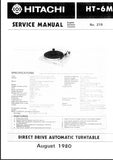 HITACHI HT-6M DIRECT DRIVE AUTOMATIC TURNTABLE SERVICE MANUAL INC SCHEM DIAGS 24 PAGES ENG DEUT FRANC