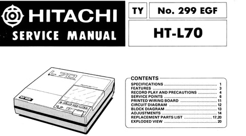 HITACHI HT-L70 DIRECT DRIVE AUTOMATIC TURNTABLE SERVICE MANUAL INC SCHEM DIAGS 24 PAGES ENG