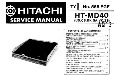 HITACHI HT-MD40 STEREO TURNTABLE SERVICE MANUAL INC SCHEM DIAGS 16 PAGES ENG DEUT FRANC