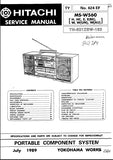 HITACHI MS-W560 PORTABLE COMPONENT SYSTEM SERVICE MANUAL INC SCHEM DIAGS 35 PAGES ENG FRANC