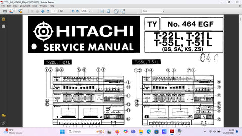 HITACHI T-22L T-21L T-55L T-51L AM FM STEREO DOUBLE CASSETTE RECORDER WITH SEMI AIUTOMATIC TURNTABLE SERVICE MANUAL 32 PAGES ENG DEUT FRANC