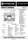 HITACHI TRK-8155E CASSETTE TAPE RECORDER WITH FM SW MW LW RADIO SERVICE MANUAL INC SCHEM DIAGS 18 PAGES ENG