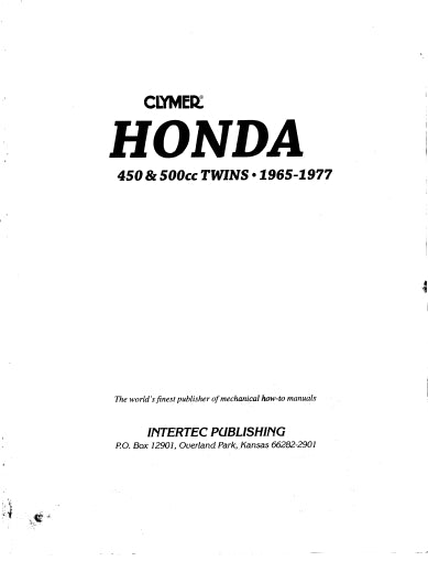 HONDA 450 500 CLYMER TWINS MOTORCYCLE SHOP MANUAL 176 PAGES ENG