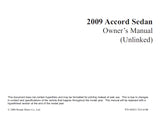 HONDA ACCORD SEDAN 2009 MOTOR CAR OWNERS MANUAL 422 PAGES ENGLISH