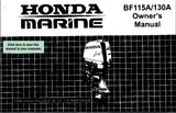 HONDA BF115A BF130A 1998 OUTBOARD MOTOR OWNERS MANUAL 127 PAGES ENGLISH