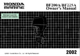 HONDA BF200A BF225A 2002 OUTBOARD MOTOR OWNERS MANUAL 112 PAGES ENGLISH