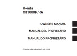 HONDA CB1000R CB1000RA MOTORCYCLE/MOTOCICLETA 2008 OWNERS MANUAL/ MANUAL DEL PROPIETARIO/MANUAL DO PROPRIETARIO 160 PAGES/ PAGINAS ENG ESP PORT