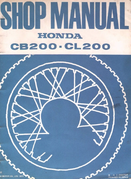 HONDA CB200 CL200 MOTORCYCLE SHOP MANUAL 98 PAGES ENG