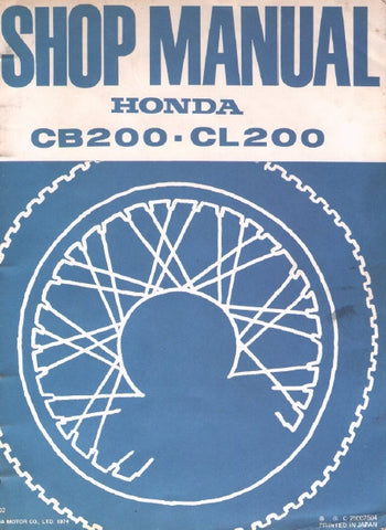 HONDA CB200 CL200 MOTORCYCLE SHOP MANUAL 98 PAGES ENG