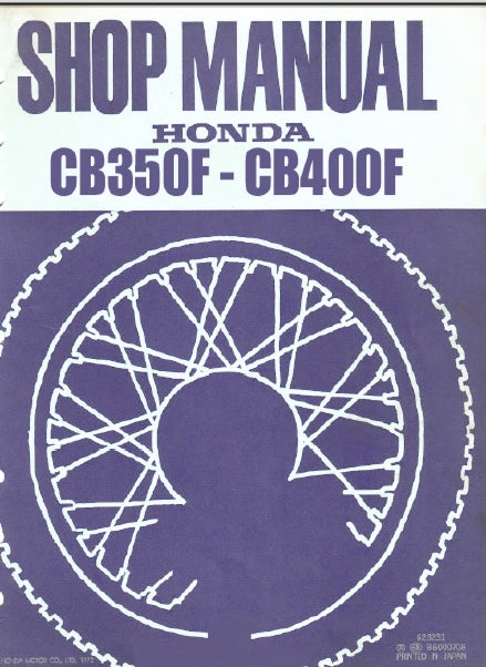 HONDA CB350F CB400F MOTORCYCLE SHOP MANUAL 113 PAGES ENG