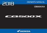 HONDA CB500X CB500XA 2018 MOTORCYCLE OWNERS MANUAL 143 PAGES ENGLISH