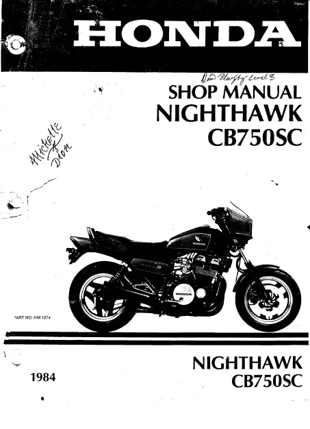 HONDA CB750SC NIGHTHAWK MOTORCYCLE SHOP MANUAL 335 PAGES ENG