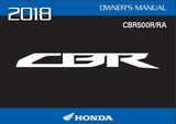 HONDA CBR500R CBR500RA 2018 MOTORCYCLE OWNERS MANUAL 142 PAGES ENGLISH