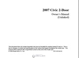 HONDA CIVIC 2 DOOR COUPE 2007 MOTOR CAR OWNERS MANUAL 313 PAGES ENGLISH