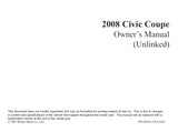 HONDA CIVIC COUPE 2008 MOTOR CAR OWNERS MANUAL 334 PAGES ENGLISH